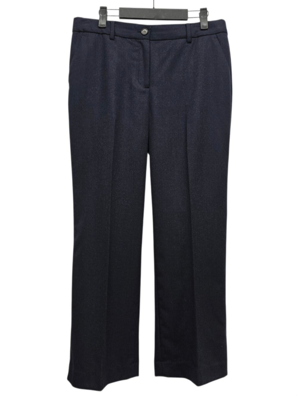 Talbots Windsor Italian Flannel Wool Wide Leg Pants Navy Blue Work Trouser 10P